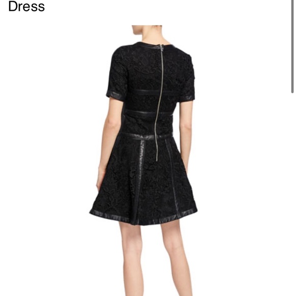 Leather Striped Lace Fit-and-Flare Dress - Picture 2 of 2